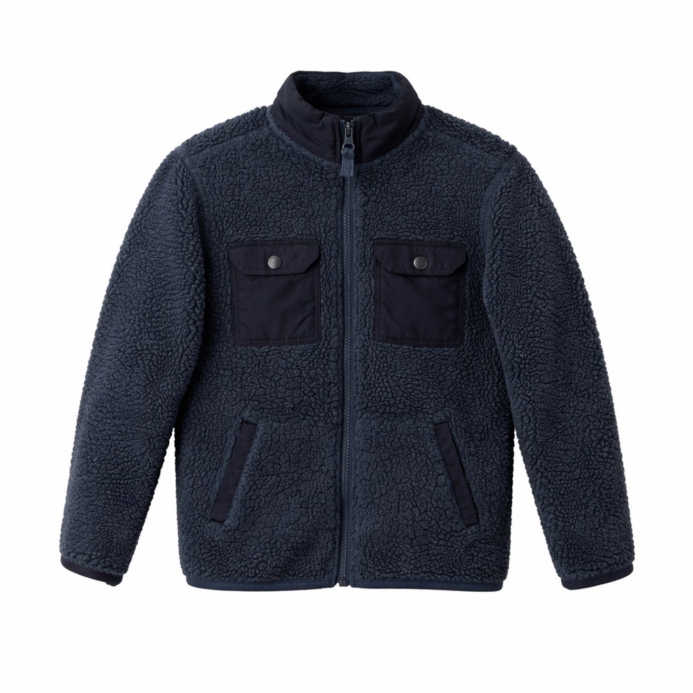 Tucker + Tate Navy Sherpa Fleece Jacket Boys Size 6 Full Zip Cozy Winter